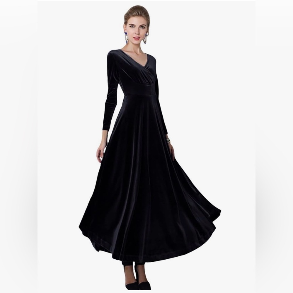 NWT Urban Coco Black Velvet maxi dress size large